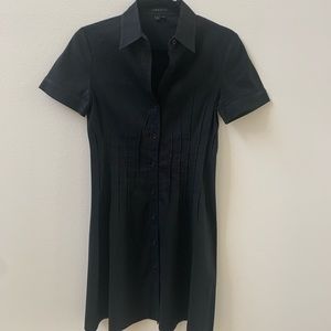Theory Black Short Sleeve Buttoned Front Dress